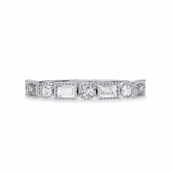 35 Cents Baguette and Round Effortless Diamond Band