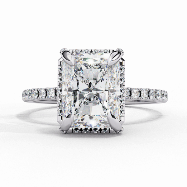 35 Cents Radiant and Round Timeless Solitaire Ring in Halo Setting
