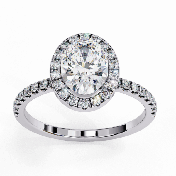 1.5 Carat Oval Timeless Solitaire Ring in Halo Setting