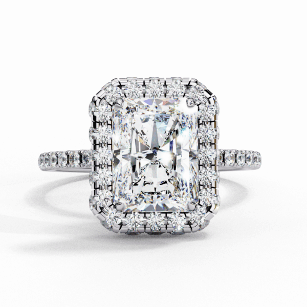 3 Carat Radiant Timeless Solitaire Ring in Pave Setting