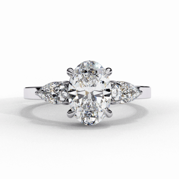 1.5 Carat Oval Timeless Solitaire Ring in Three Stone Setting