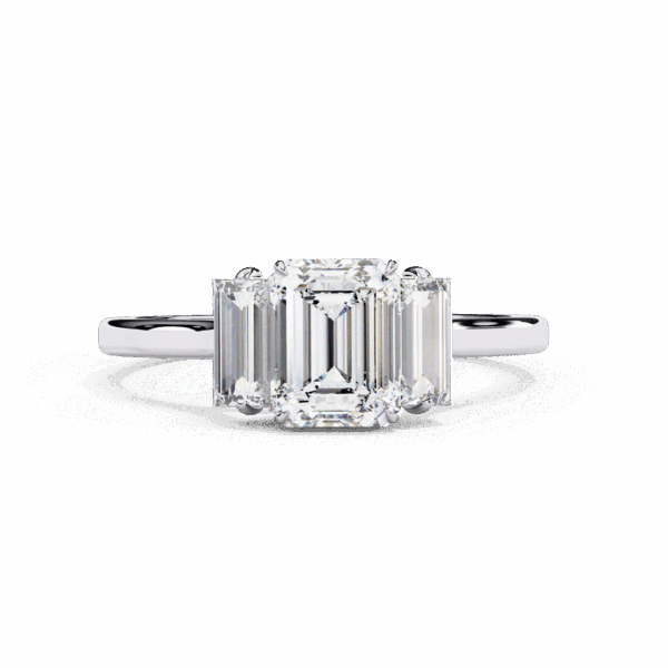 1.5 Carat Emerald Effortless Solitaire Ring in Three Stone Setting