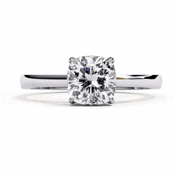 1.5 Carat Cushion Effortless Solitaire Ring in Four Prong Setting