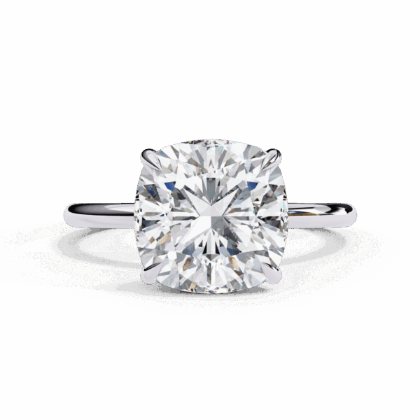 2.75 Carat Cushion Effortless Solitaire Ring in Hidden Halo Setting