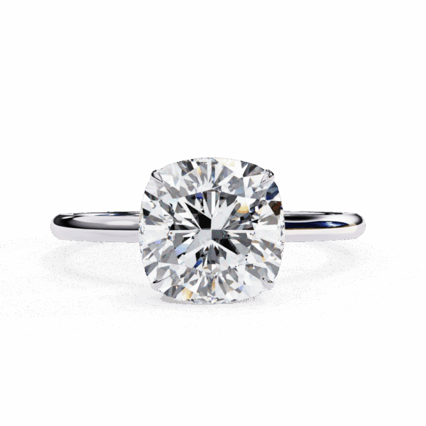 2.75 Carat Cushion Effortless Solitaire Ring in Hidden Halo Setting