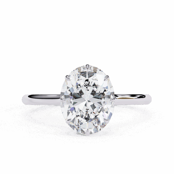2 Carat Oval Effortless Solitaire Ring in Hidden Halo Setting