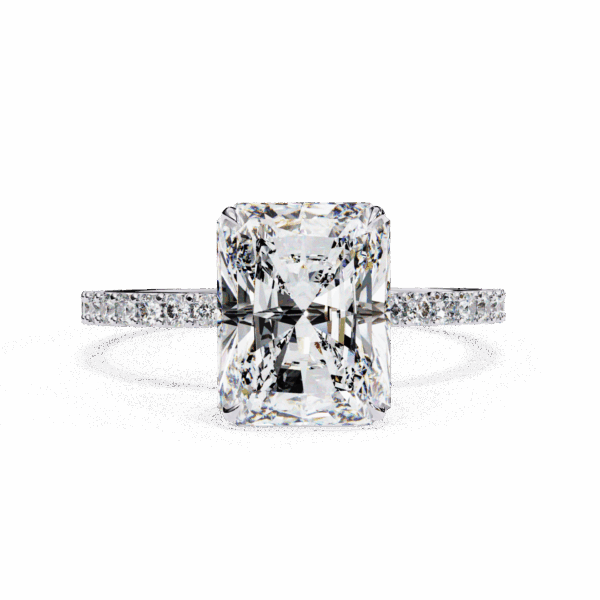 3.25 Carat Radiant Timeless Solitaire Ring in Hidden Halo Setting