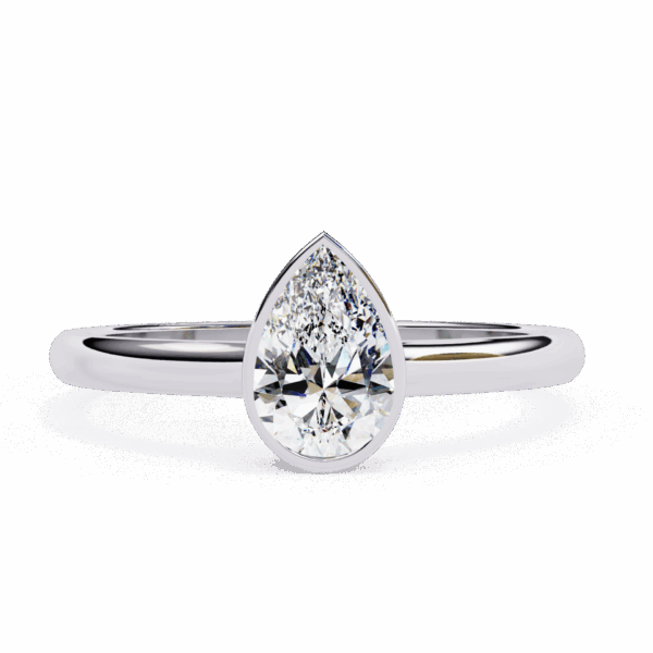 50 Cents Pear Effortless Solitaire Ring in Bezel Setting