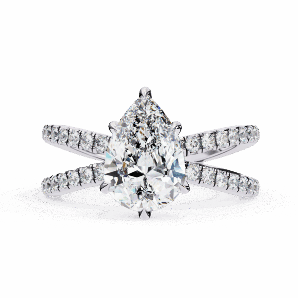 2.25 Carat Pear Timeless Solitaire Ring in Hidden Halo Setting
