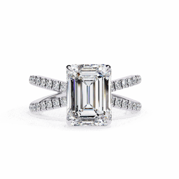 3 Carat Emerald Timeless Solitaire Ring in Hidden Halo Setting