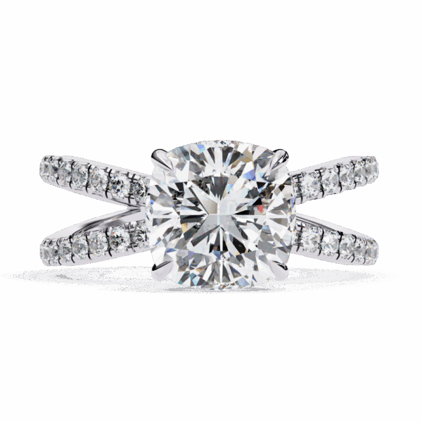 2.5 Carat Cushion Timeless Solitaire Ring in Hidden Halo Setting