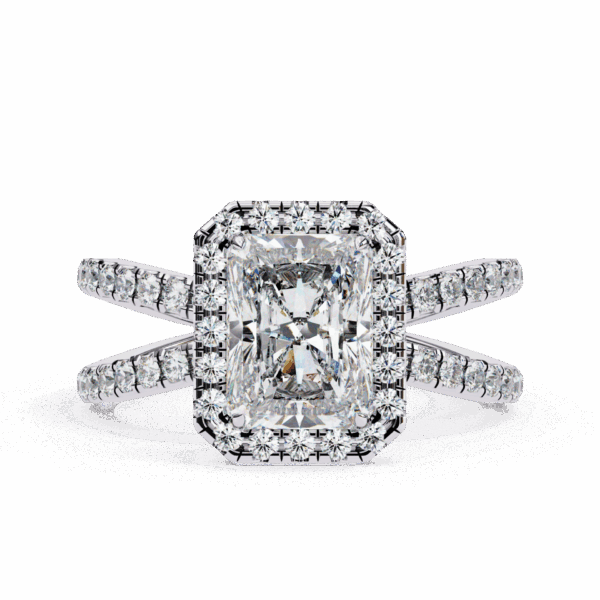 2.5 Carat Radiant Timeless Solitaire Ring in Halo Setting