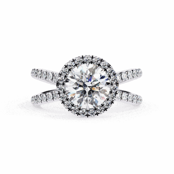 2 Carat Round Timeless Solitaire Ring in Halo Setting