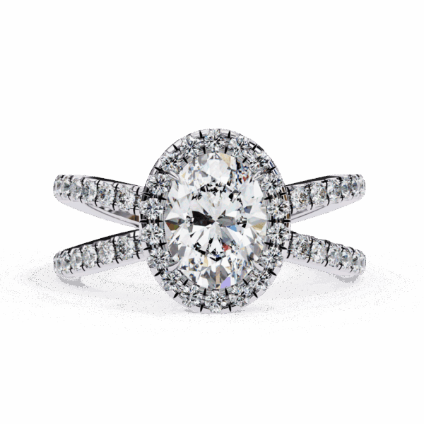 1.5 Carat Oval Timeless Solitaire Ring in Halo Setting