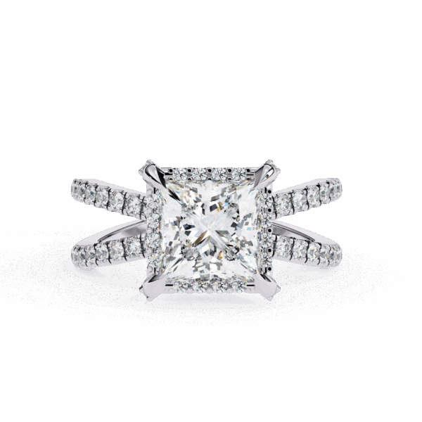 2.25 Carat Princess Timeless Solitaire Ring in Halo Setting