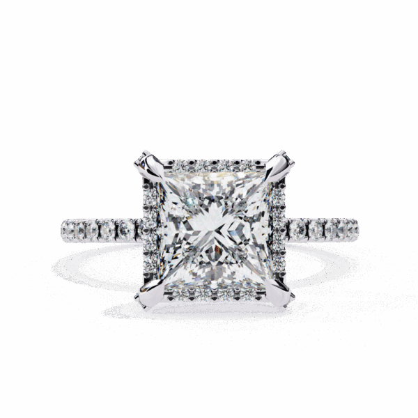 2.5 Carat Princess Timeless Solitaire Ring in Halo Setting