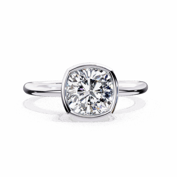1.75 Carat Cushion Effortless Solitaire Ring in Bezel Setting