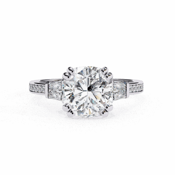 3 Carat Cushion Effortless Solitaire Ring in Five Stone Setting