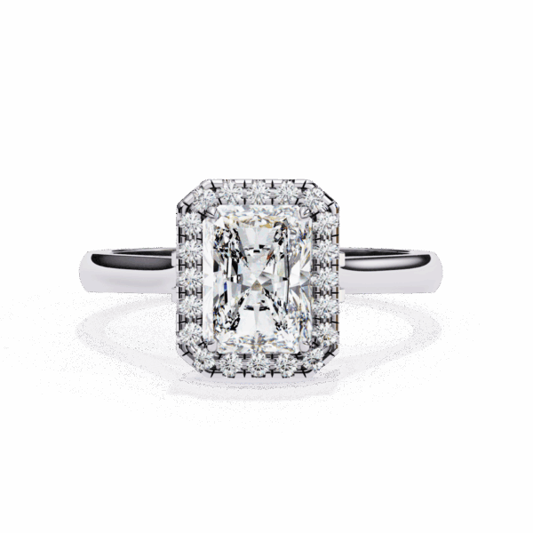 2.5 Carat Radiant Timeless Solitaire Ring in Halo Setting