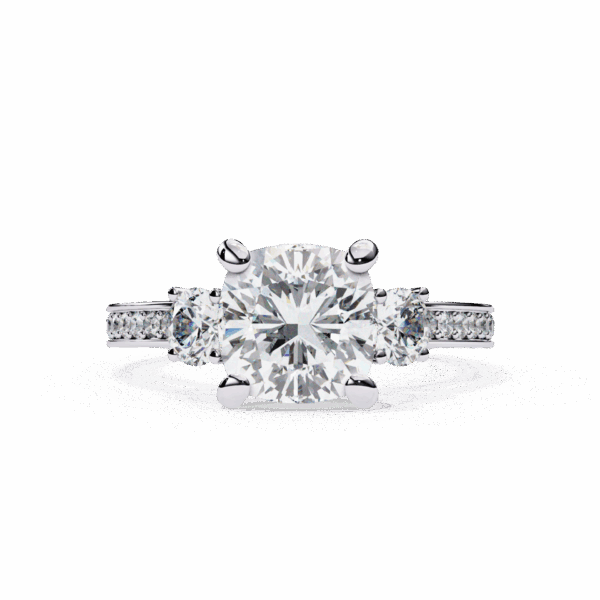 3.25 Carat Princess Timeless Solitaire Ring in Three Stone Setting