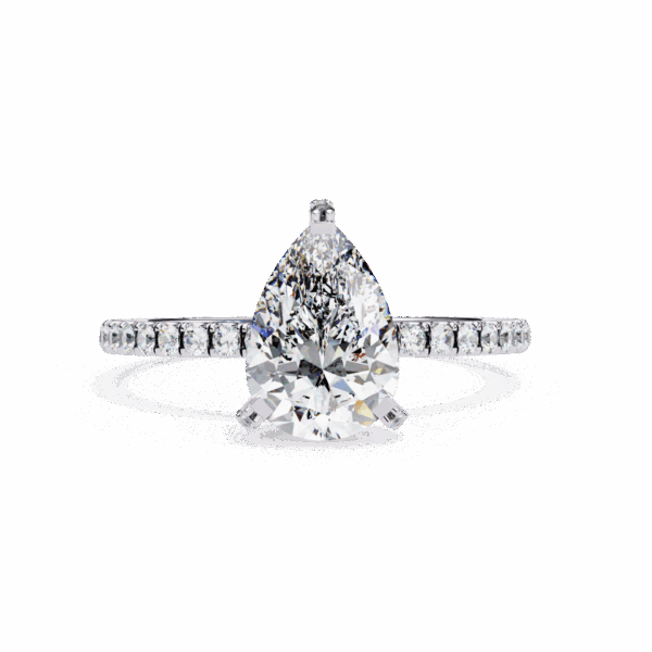 1.5 Carat Pear Timeless Solitaire Ring in Hidden Halo Setting
