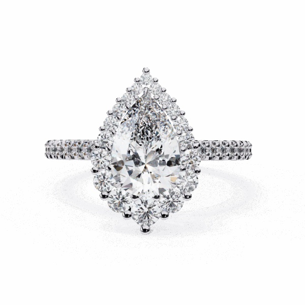 2.25 Carat Pear Timeless Smart Casual Ring in Halo Setting