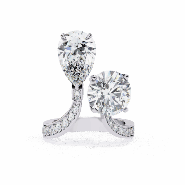6.5 Carat Pear and Round Timeless Solitaire Ring