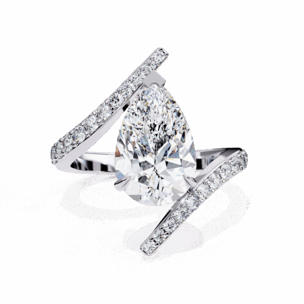 3.5 Carat Pear Timeless Smart Casual Ring in Bead Setting