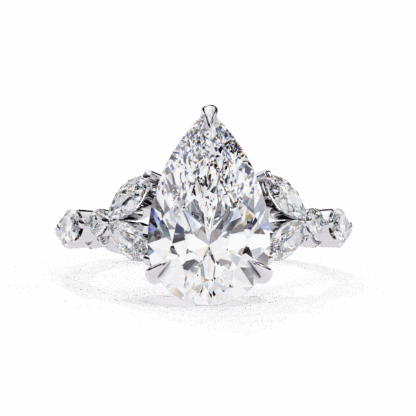 4 Carat Pear Timeless Smart Casual Ring in Bead Setting