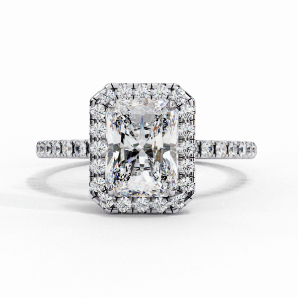 2.25 Carat Radiant Timeless Solitaire Ring in Halo Setting