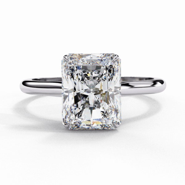 3 Carat Radiant Effortless Solitaire Ring in Four Prong Setting