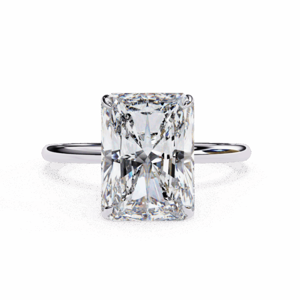 2.5 Carat Radiant Effortless Solitaire Ring in Hidden Halo Setting