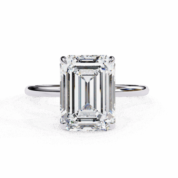 2.5 Carat Emerald Effortless Solitaire Ring in Hidden Halo Setting