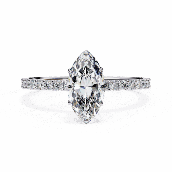 1 Carat Marquise Timeless Solitaire Ring in Hidden Halo Setting