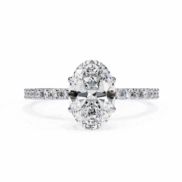 1.5 Carat Oval Timeless Solitaire Ring in Hidden Halo Setting