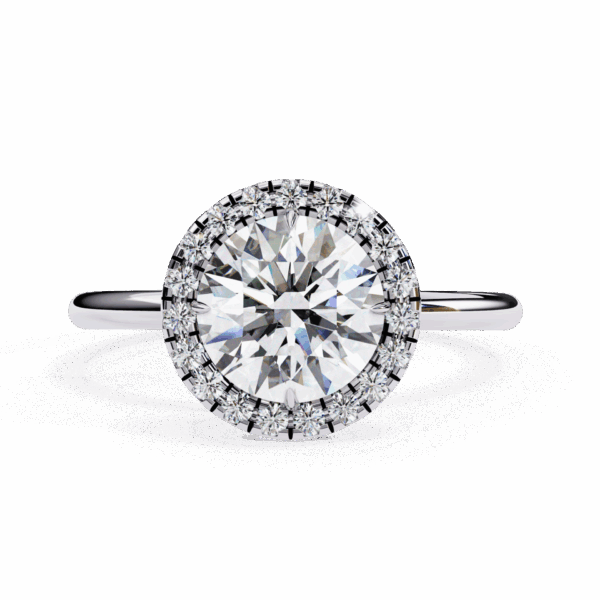 1.75 Carat Round Effortless Solitaire Ring in Halo Setting
