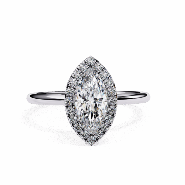 1 Carat Marquise Effortless Solitaire Ring in Halo Setting