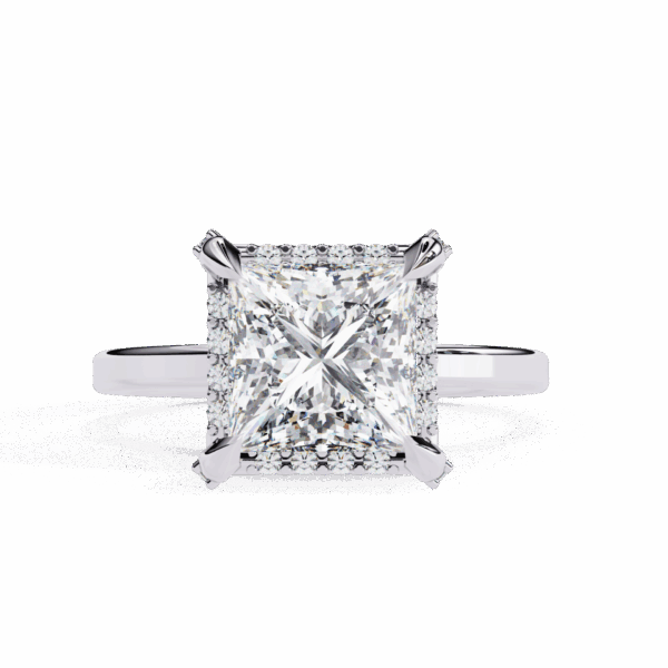 2.25 Carat Princess Timeless Solitaire Ring in Halo Setting