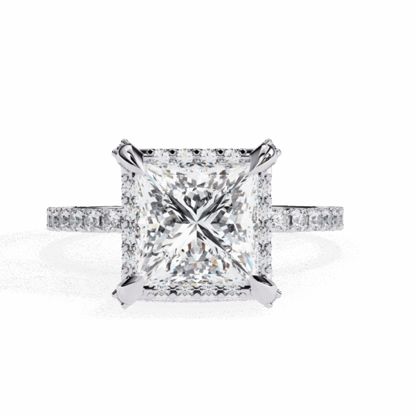 2.5 Carat Princess Timeless Solitaire Ring in Pave Setting