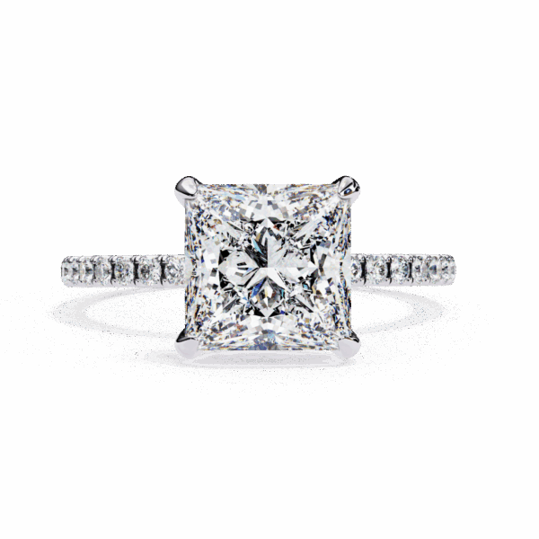 2.5 Carat Princess Timeless Solitaire Ring in Hidden Halo Setting