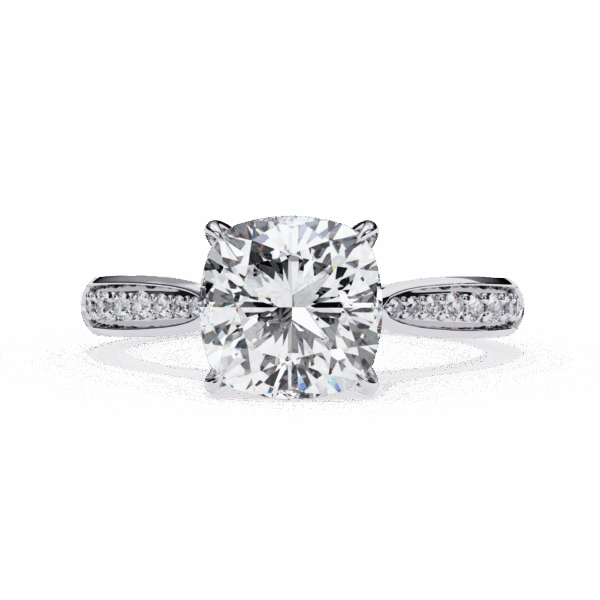 2 Carat Cushion Timeless Solitaire Ring in Channel Setting